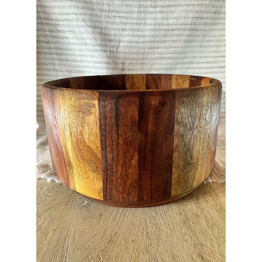 Copied - Handmade Segmented Wood Bowl 8+ Inch Wide Rustic Multipurpose Decor